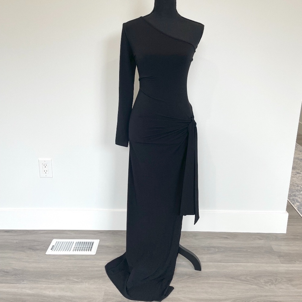 Laundry by Shelli Segal Black One Shoulder Maxi Dress